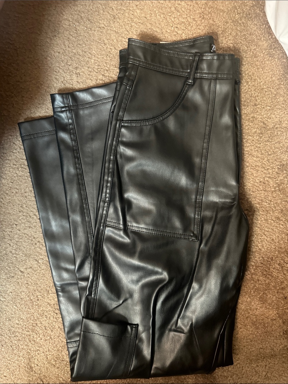Zara Black Faux Leather Pants
